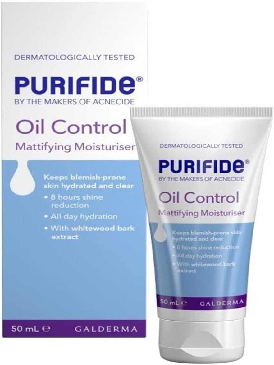 Purifide by Oil Control Mattifying Face Moisturiser for Acne Prone Skin, Face Cream for Oily Skin 50Ml