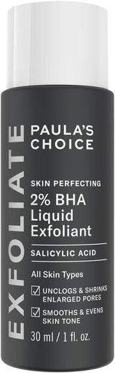 SKIN PERFECTING 2% BHA Liquid Exfoliant - Face Exfoliating Peel Fights Blackheads & Enlarged Pores - for a Healthy Glow - with Salicylic Acid - Combination & Oily Skin - 30 Ml