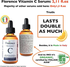 Big 2.11Oz. Organic Vitamin C Serum for Face with Hyaluronic Acid & Niacinamide. Anti-Dark Spots, Wrinkle, Aging Brightening Facial and Eye Contour Vitamin C Serum. Brightening Women and Men Skin Care