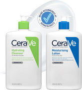 Face & Body Routine for Dry Skin, Hydrating Cleanser & Moisturising Lotion 1 Litre X2: Jumbo Format