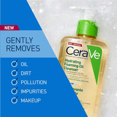 Cerave Hydrating Foaming Oil Cleanser for Normal to Very Dry Skin with Squalane, Triglyceride and 3 Essential Ceramides, for Face and Body