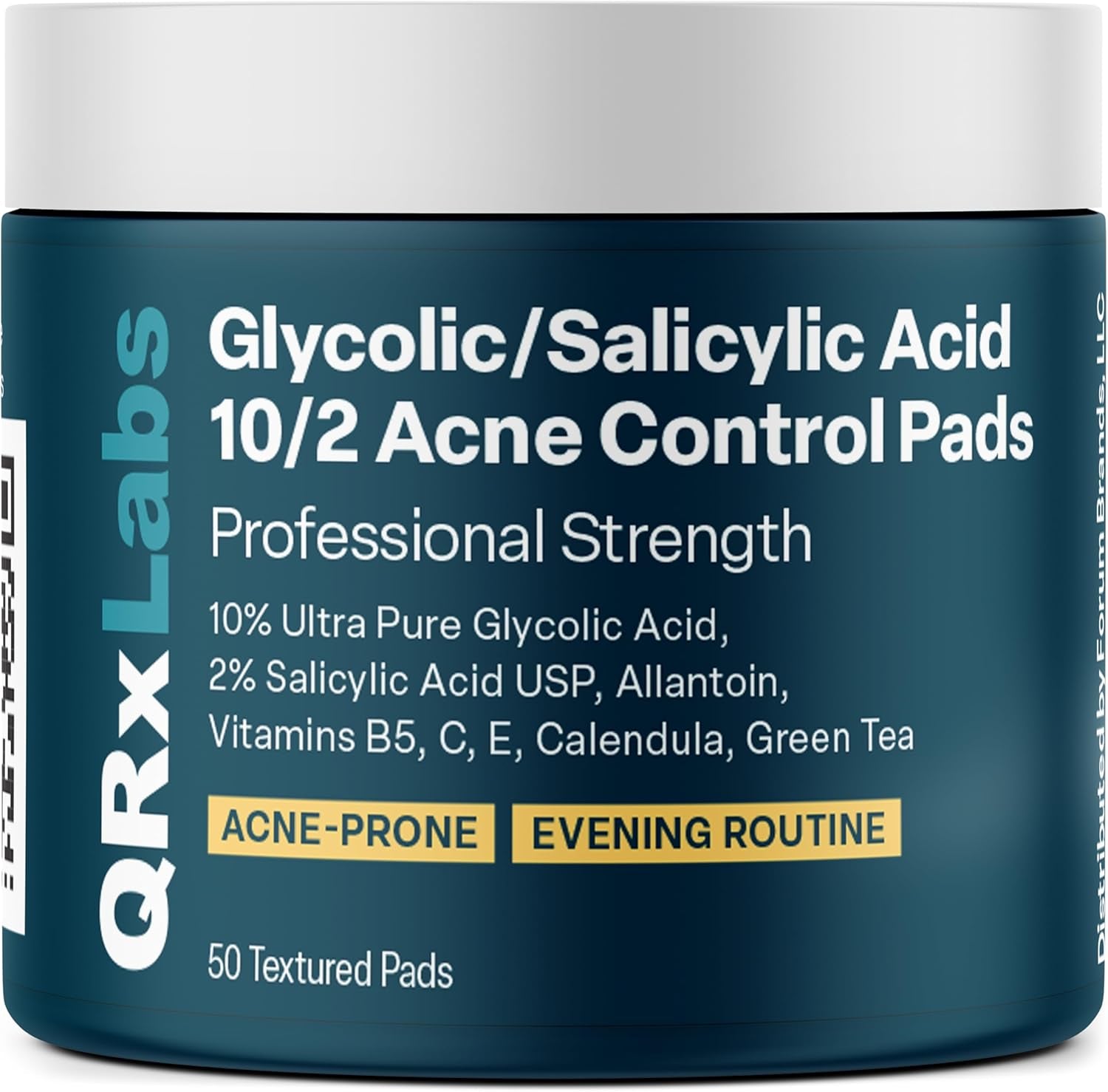 Glycolic/Salicylic Acid 10/2 Acne Control Pads with 10% Ultra Pure Glycolic Acid + 2% Salicylic Acid, Allantoin, Vitamins B5, C & E, Calendula & Green Tea - Most Effective Acne Treatment - Clear Skin