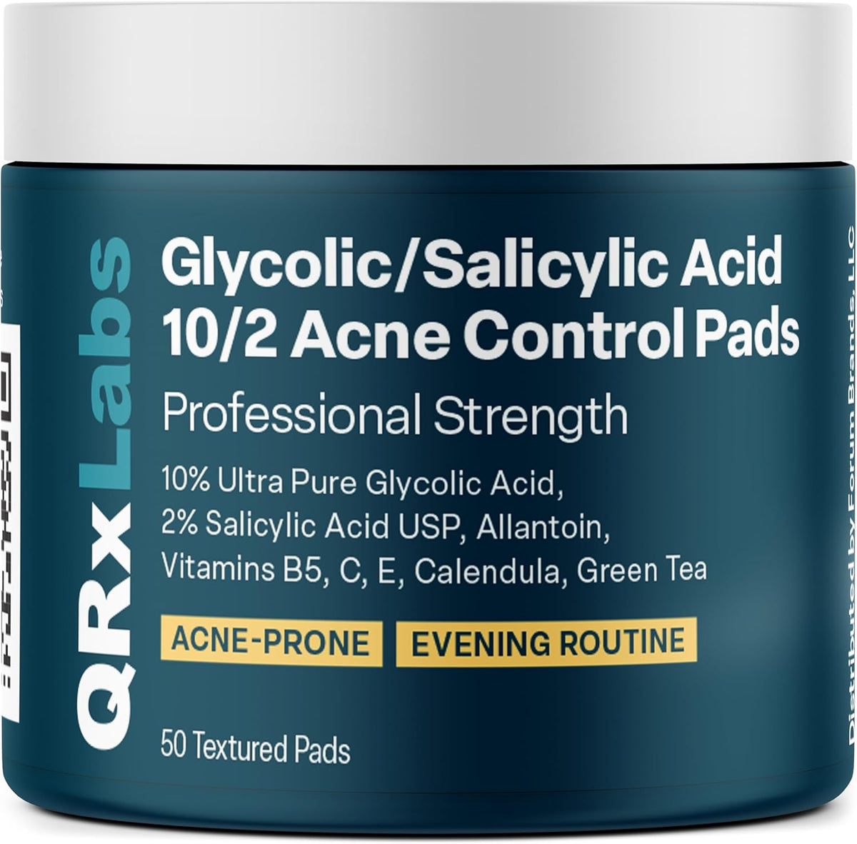 Glycolic/Salicylic Acid 10/2 Acne Control Pads with 10% Ultra Pure Glycolic Acid + 2% Salicylic Acid, Allantoin, Vitamins B5, C & E, Calendula & Green Tea - Most Effective Acne Treatment - Clear Skin